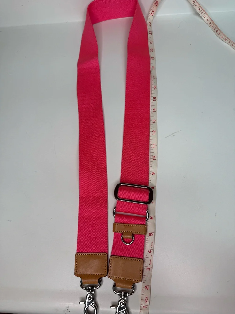 MZ Wallace Hot Pink Adjustable Strap with Tan Leather Accents - Picture 4 of 6